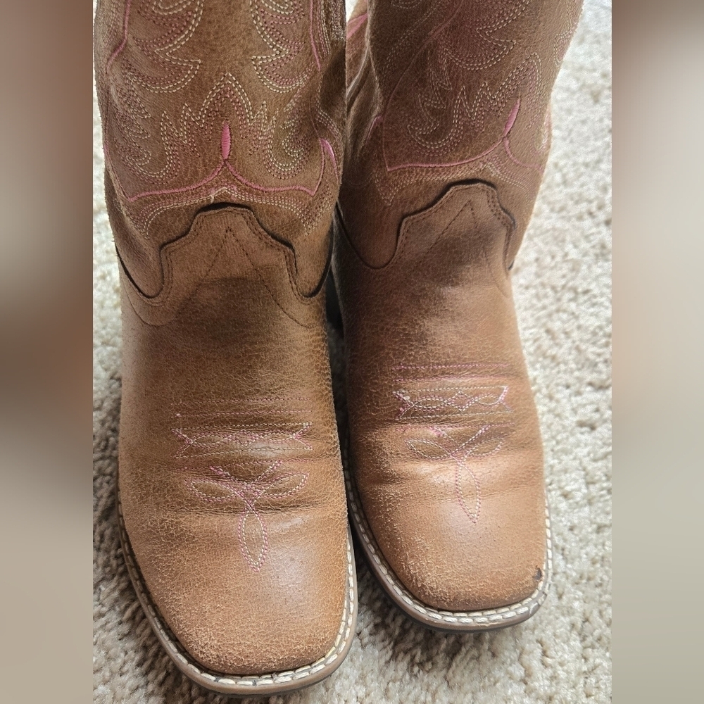 Shyanne Kids Brown and Pink Western Boots - Picture 5 of 9